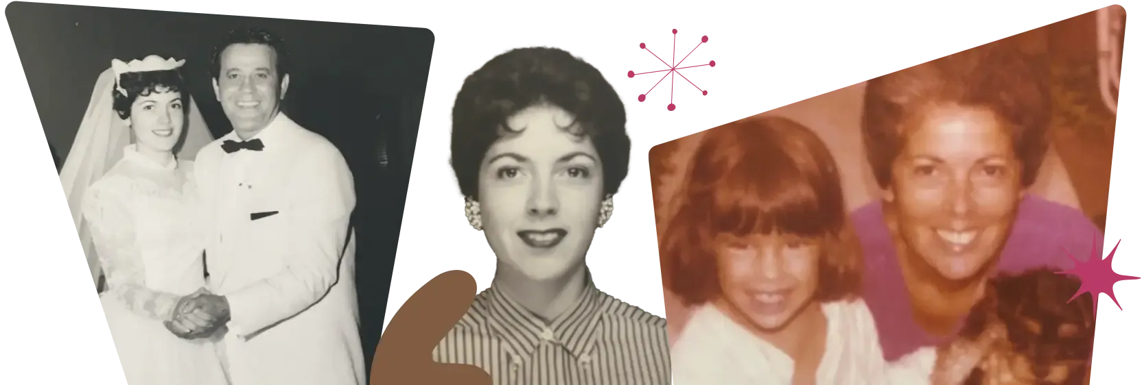 Collage of family portraits of Marilyn and her family