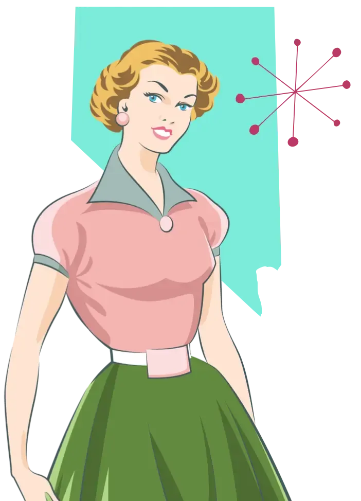 An illustration of woman and the state of Nevada graphic
